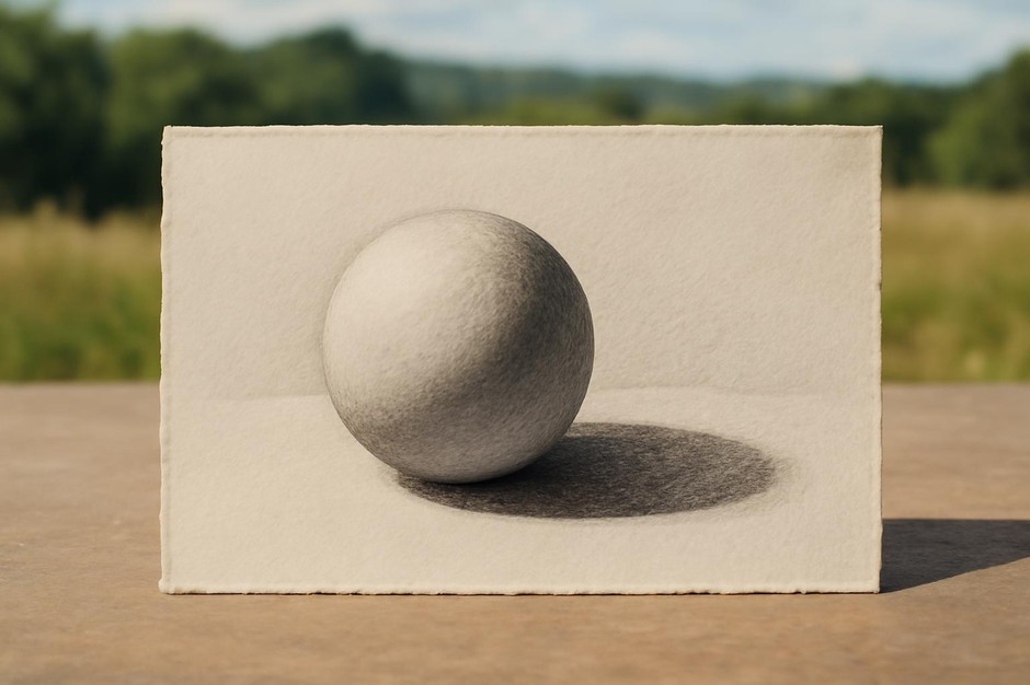 A small study showing a sphere with clear light and shadow