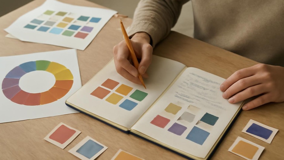 A study of mixed colour swatches and notes